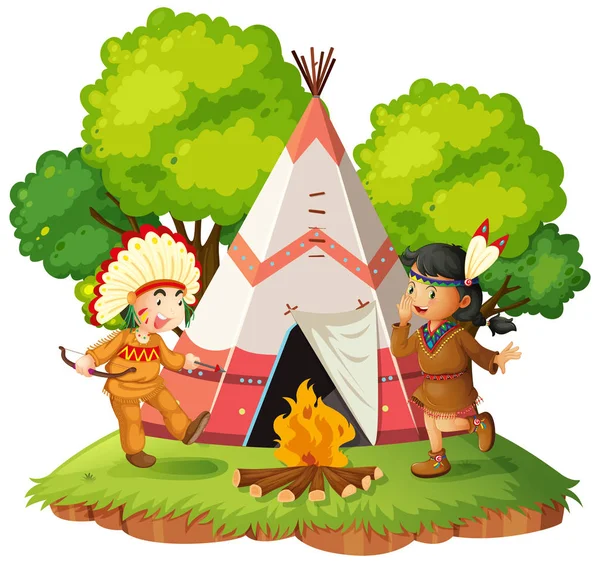 Nativos Americanos Nect Tipi Ilustración — Archivo Imágenes Vectoriales