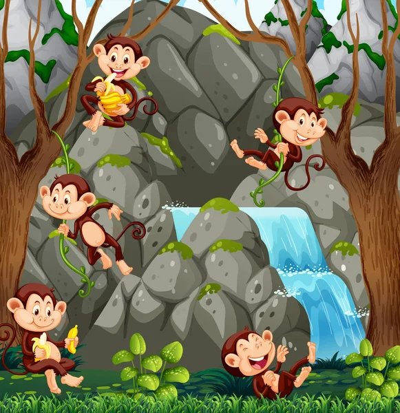 Wild Monkey Nature Illustration — Stock Vector