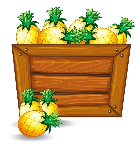 Ananas Striscione Legno Illustrazione — Vettoriale Stock