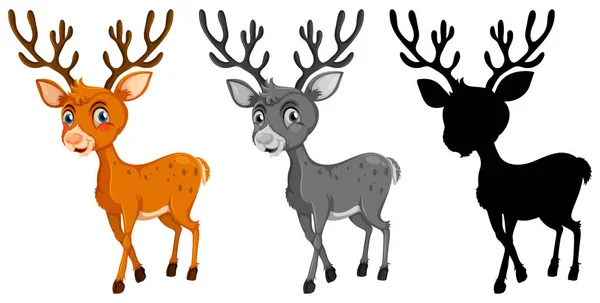 Set Reindeer Character Illustration — Stock Vector