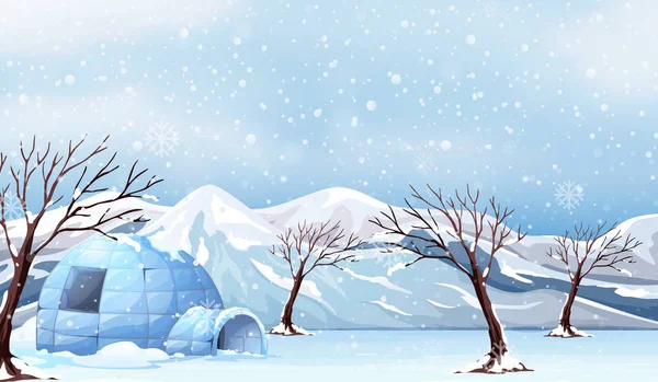 Vit Vinter Landskap Illustration — Stock vektor