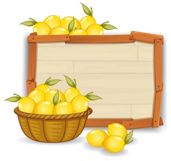 Zitrone Auf Holzbrett Illustration — Stockvektor