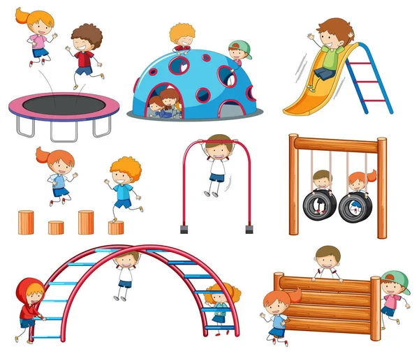 Doodle Character Playground Illustration — Stock Vector