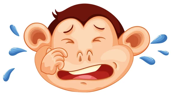 Monkey Crying Face Illustration — Stock Vector