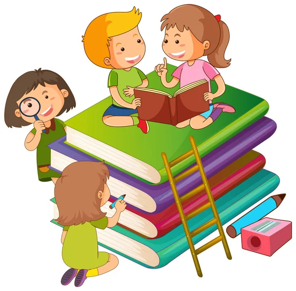 Niños Ilustración Libros — Vector de stock