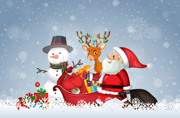 Santa Met Kerst Sjabloon Illustratie — Stockvector