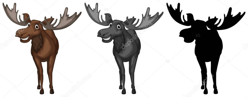 Set of moose character illustration vector
