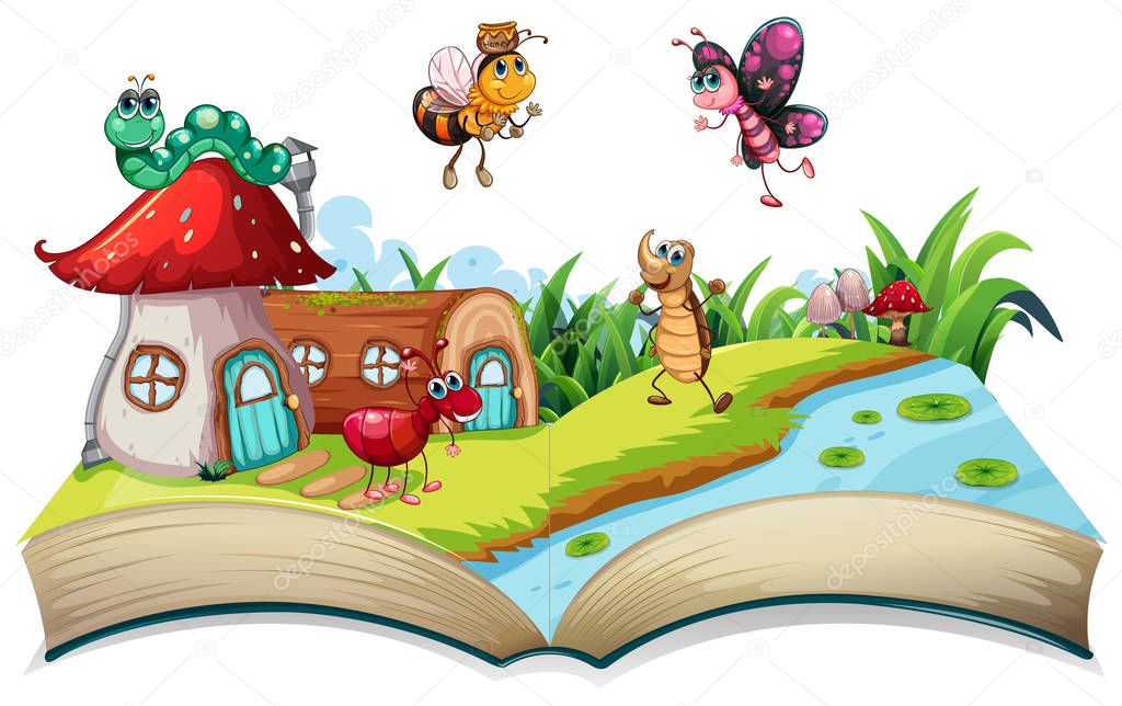 Insect on open book illustration