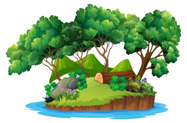 İzole yeşil doğa Adası illüstrasyon