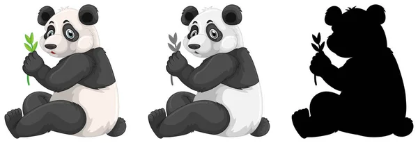 Uppsättning Panda Karaktär Illustration — Stock vektor