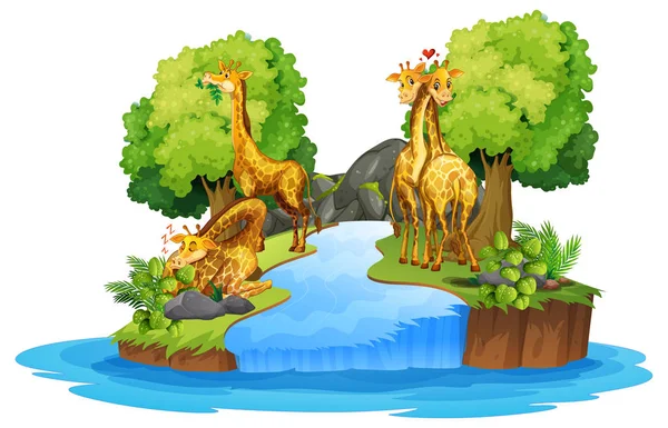 Girafe Sur Illustration Nature Isolée — Image vectorielle