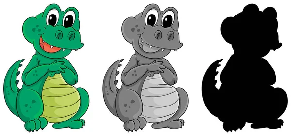 Set Krokodil Karakter Illustratie — Stockvector