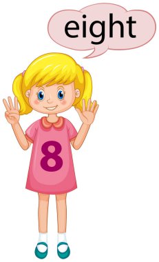 Kız gösteren sekiz numara illüstrasyon