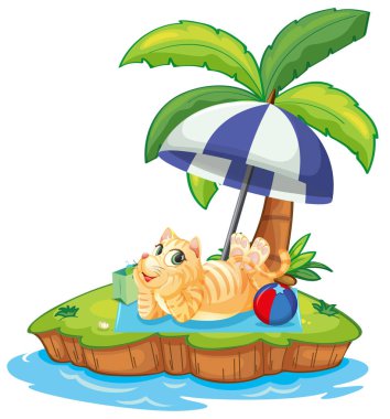 Bir kedi relax ada illüstrasyon