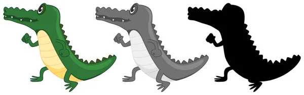 Ensemble Illustration Marche Crocodile — Image vectorielle