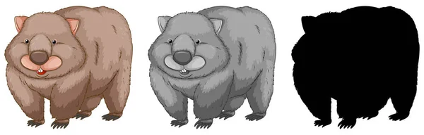 Set Illustrazione Del Carattere Wombat — Vettoriale Stock