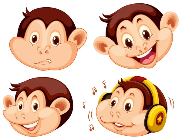 Set of monkey cartoon head illustration