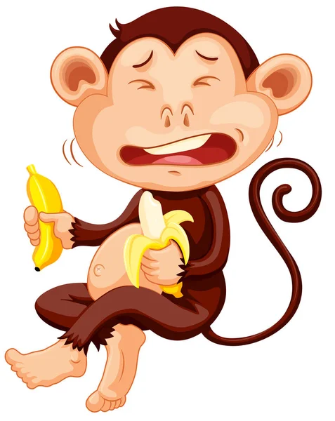 Мавпа Тримає Банан Плаче Ілюстрація — стоковий вектор