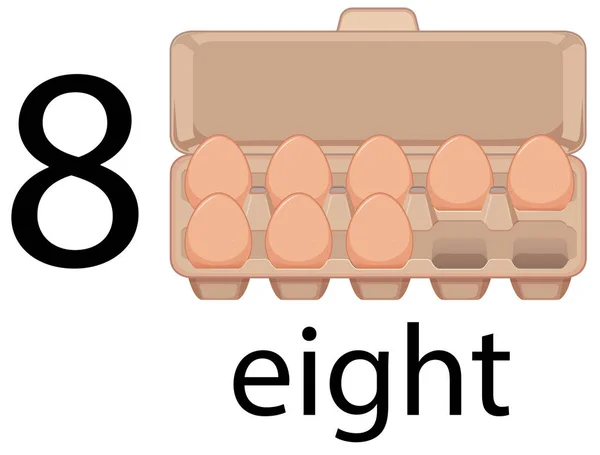 Sekiz Yumurta Karton Illüstrasyon — Stok Vektör