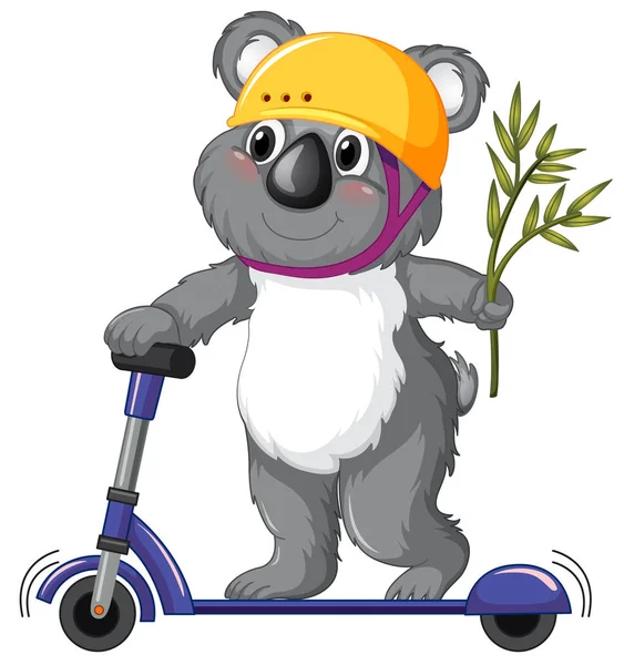 Koala Playing Kick Scooter Illustration — Stock Vector