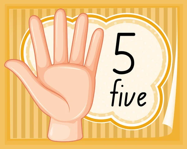 Number Five Hand Gesture Illustration — Stock Vector