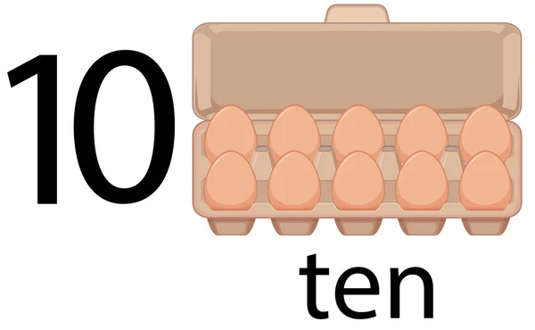 Δέκα Αυγό Χαρτοκιβώτιο Εικονογράφηση — Διανυσματικό Αρχείο