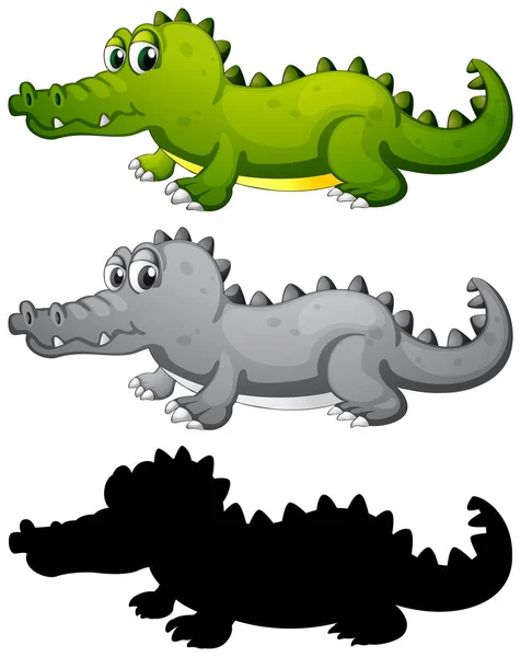 Set Illustrazione Personaggio Coccodrillo — Vettoriale Stock