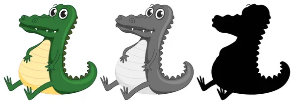 Készlet Krokodil Karakter Illusztráció — Stock Vector