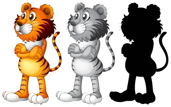 虎のキャラクターイラストのセット — ストックベクタ