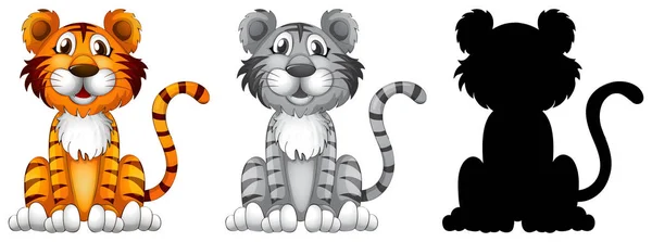 Tigris Karakterkészlet Illusztráció — Stock Vector