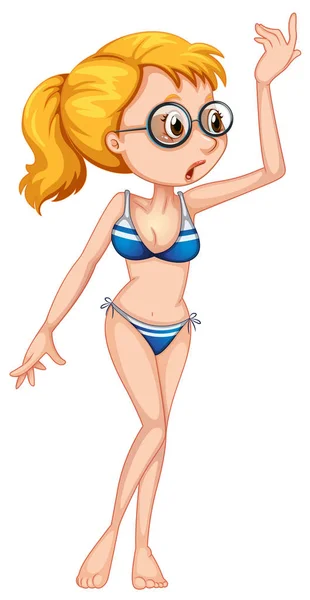 Gyönyörű Lány Visel Bikini Illusztráció — Stock Vector