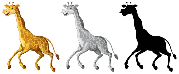 Набор Иллюстраций Персонажей Жирафа — стоковый вектор