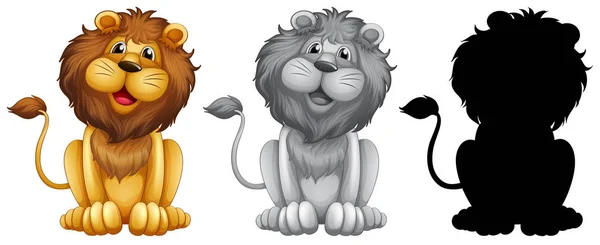 Conjunto Ilustração Caráter Leão —  Vetores de Stock