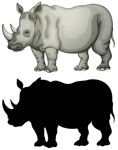 Jeu Illustration Caractères Rhinocéros — Image vectorielle