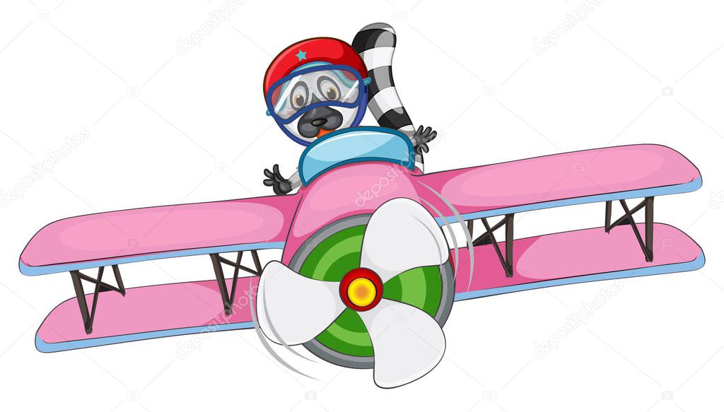 A raccoon riding airplane illustration