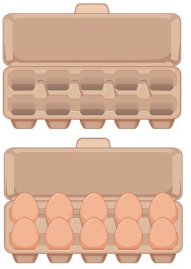 Set of egg in carton illustration clipart