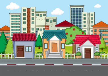 Modern şehir manzara illüstrasyon