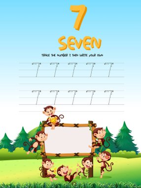 Yedi numara izleme çalışma illüstrasyon