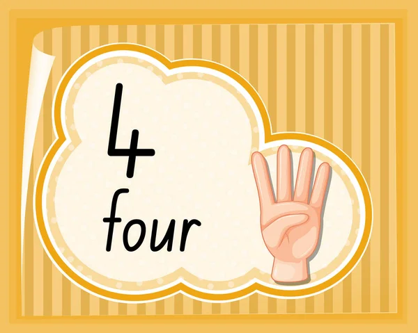 Ilustrace Číslo Čtyři Gesto Ruky — Stockový vektor
