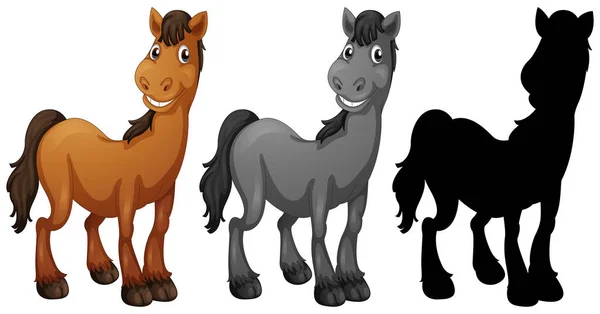 Set Paard Karakter Illustratie — Stockvector