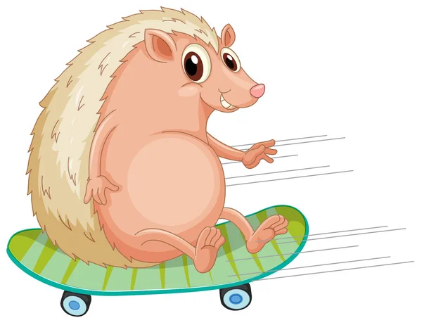 Hedgehog Playing Skateboard Illustration — Stock Vector