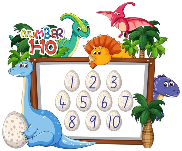 Math Counting Number Dinosaur Theme Illustration — Stock Vector