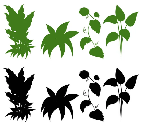 Set Silhouette Plant Illustration — Stock Vector