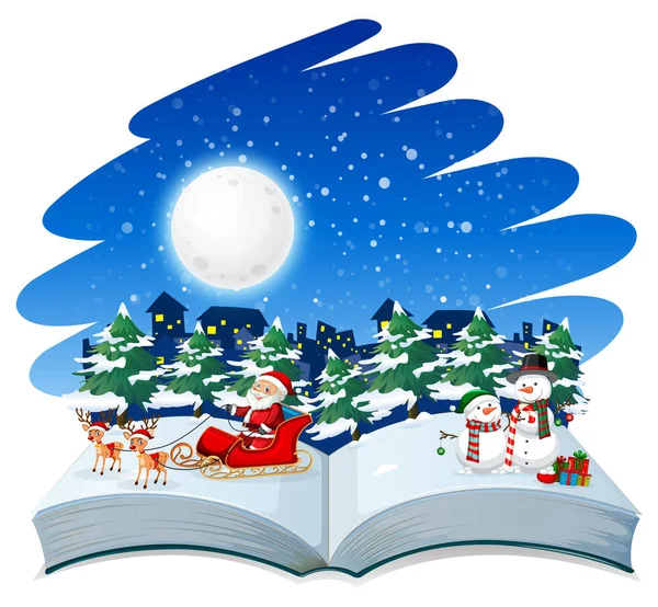 Livro Aberto Natal Tema Ilustração — Vetor de Stock