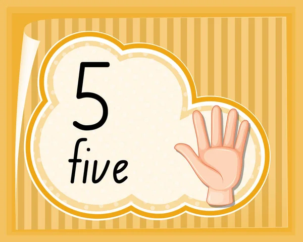 Number Five Hand Gesture Illustration — Stock Vector