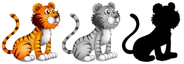 Set Tiger Character Illustration — Stock Vector