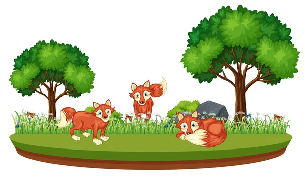 Fox Natuur Landschap Afbeelding — Stockvector