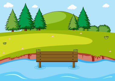 Bir basit doğa sahne illüstrasyon