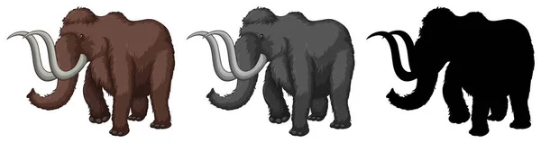 Reihe Von Mammut Zeichentrickfiguren — Stockvektor