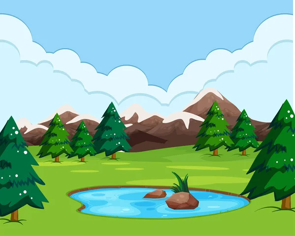 Una Vista Naturaleza Paisaje Ilustración — Vector de stock